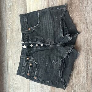 Levi's Black Frayed Jean Shorts